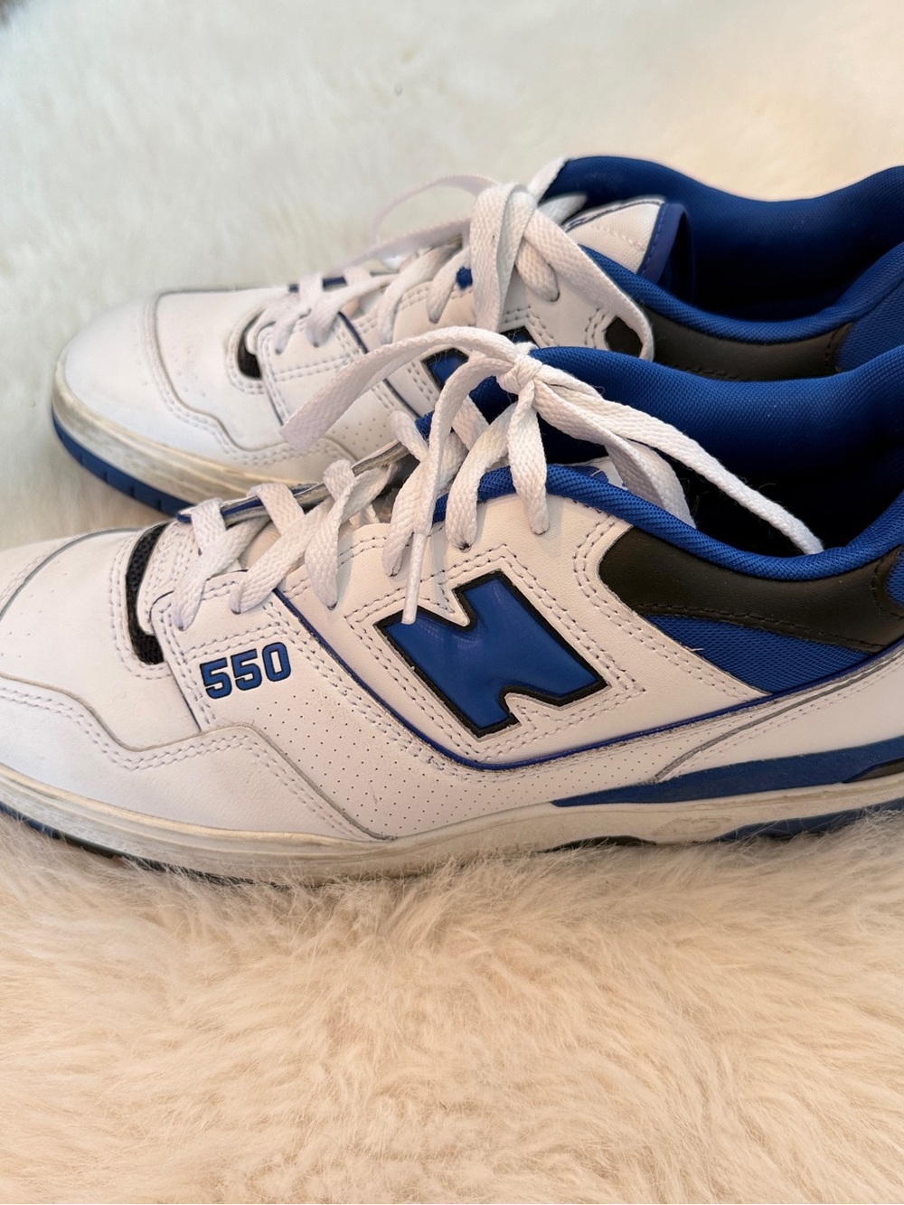 New Balance 550 White and Blue Low-Top Sneakers